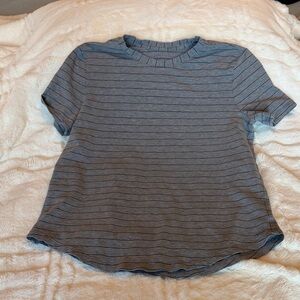 lululemon athletica Black Striped Grey Short Sleeve Tee